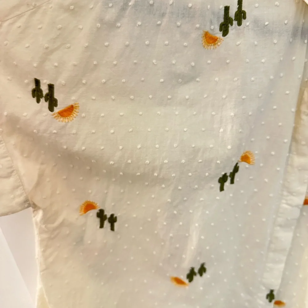 MADEWELL 100% Cotton Cactus Hilltop embroidered short sleeve lightweight blouse - Picture 8 of 12